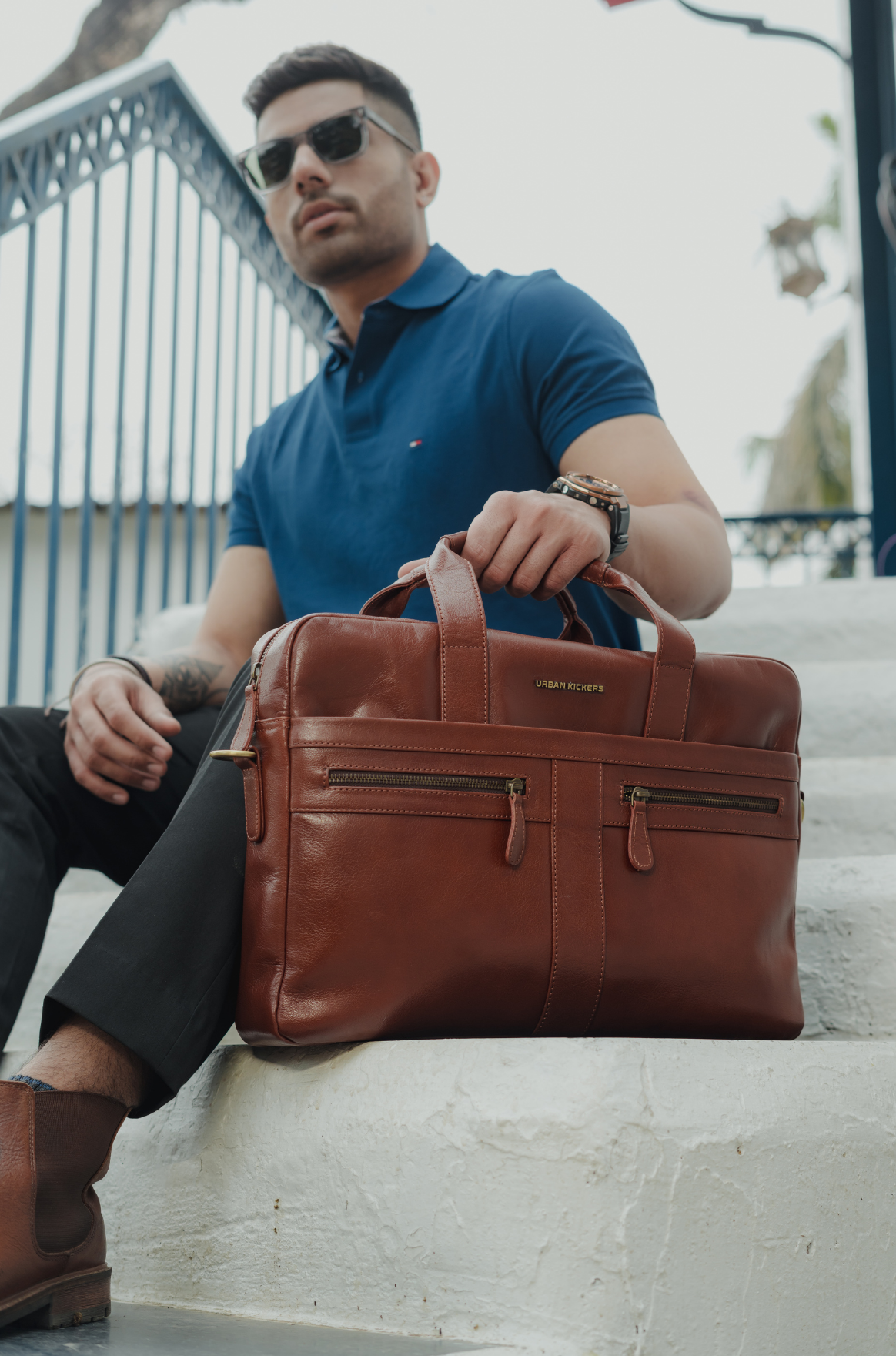 Elite Executive Tan Laptop Bag