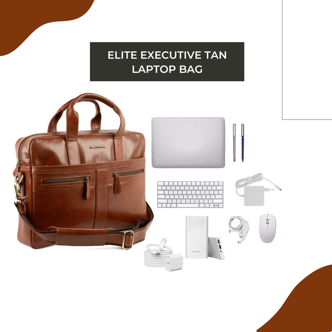 Elite Executive Tan Laptop Bag