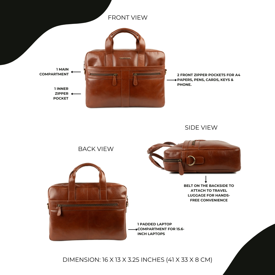 Elite Executive Tan Laptop Bag