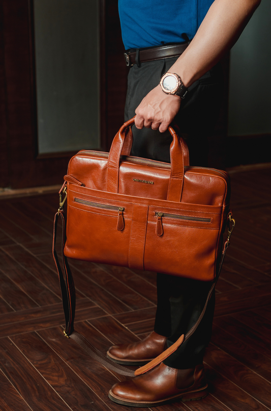 Elite Executive Tan Laptop Bag