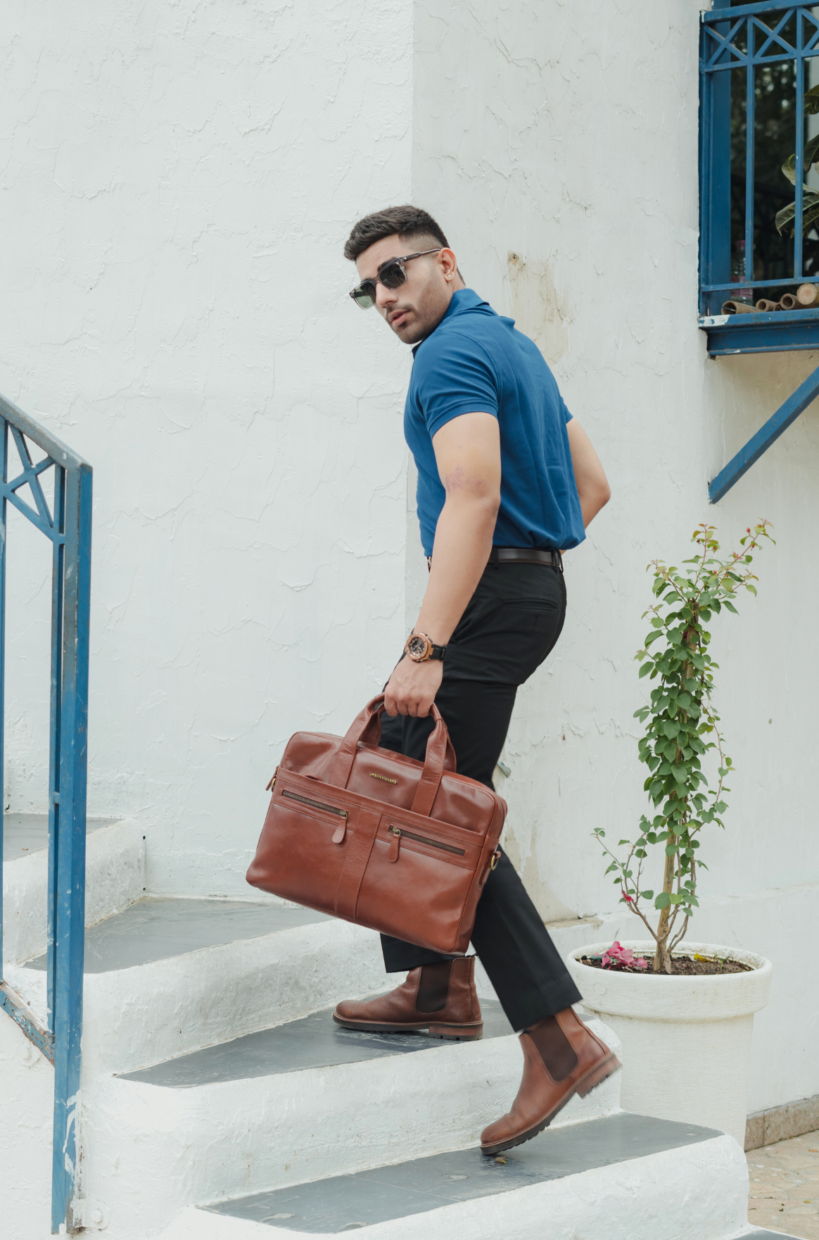 Elite Executive Tan Laptop Bag