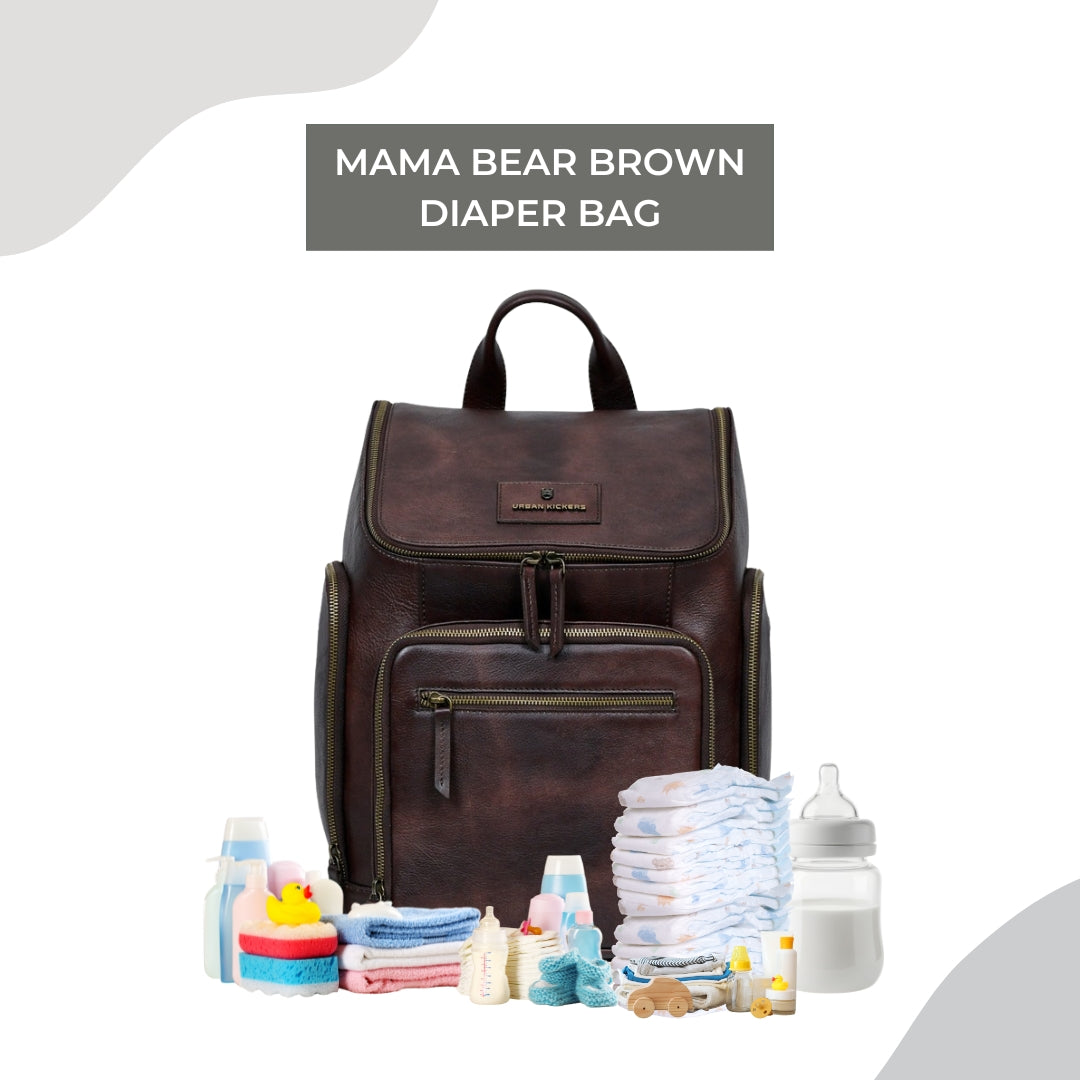 Mama Bear Brown Diaper Bag