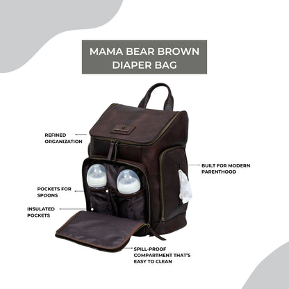 Mama Bear Brown Diaper Bag