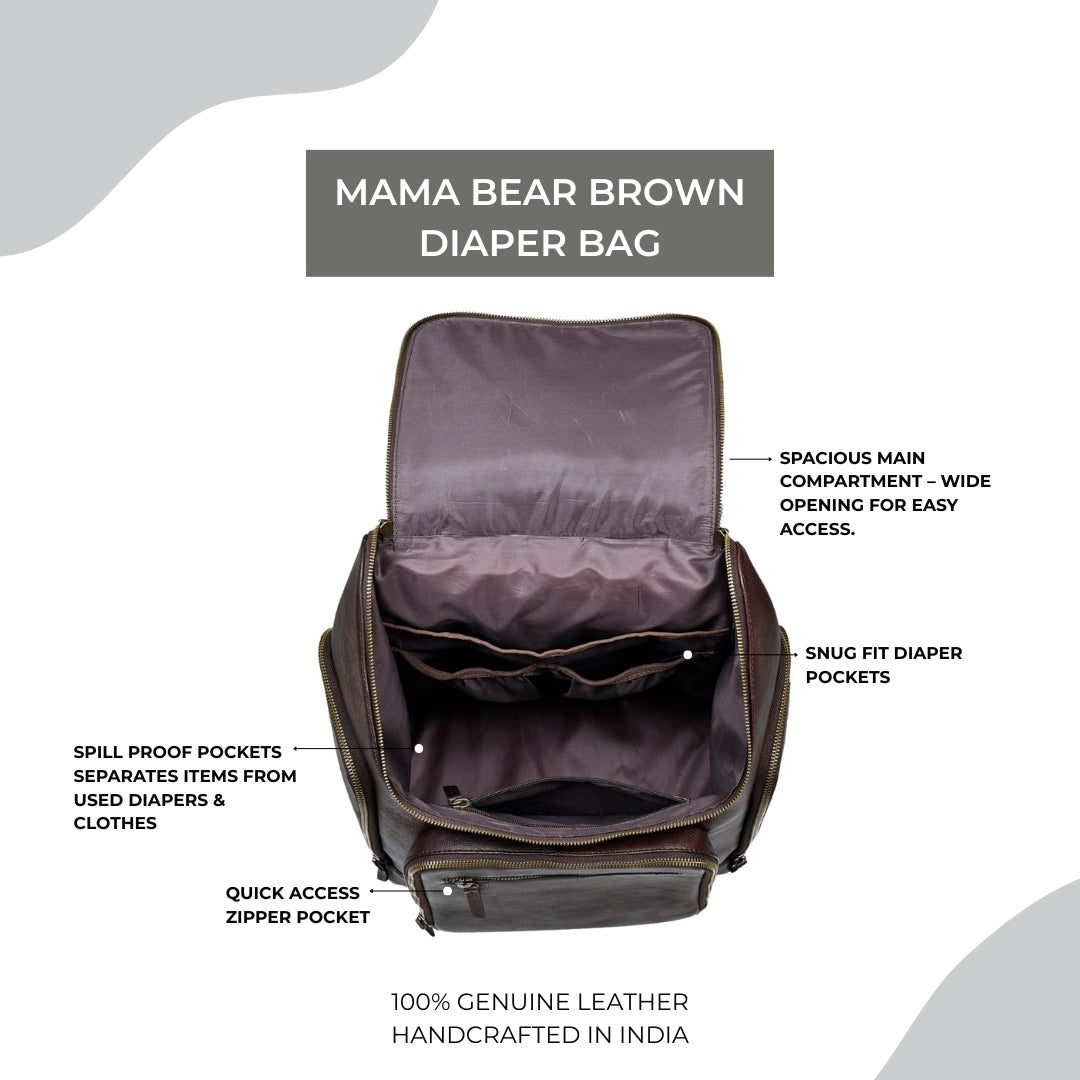 Mama Bear Brown Diaper Bag