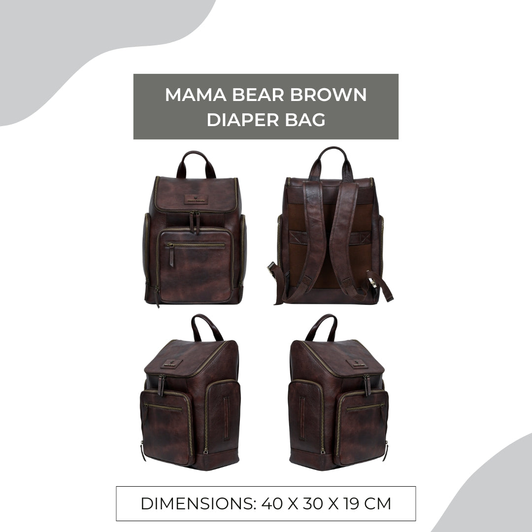 Mama Bear Brown Diaper Bag
