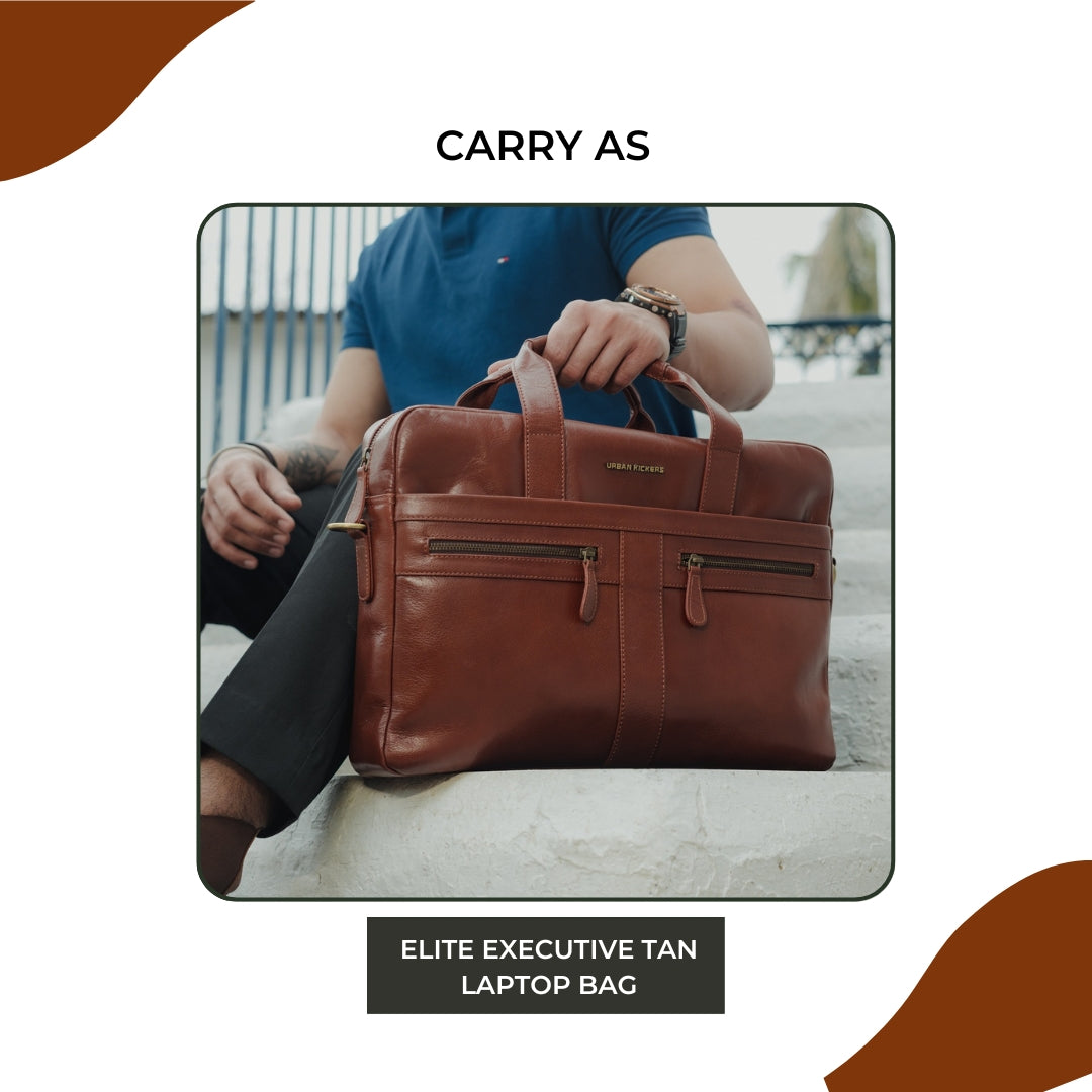 Elite Executive Tan Laptop Bag