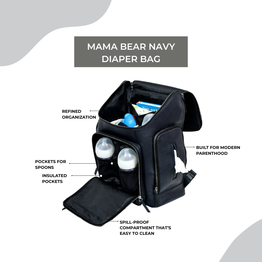 Mama Bear Navy Diaper Bag