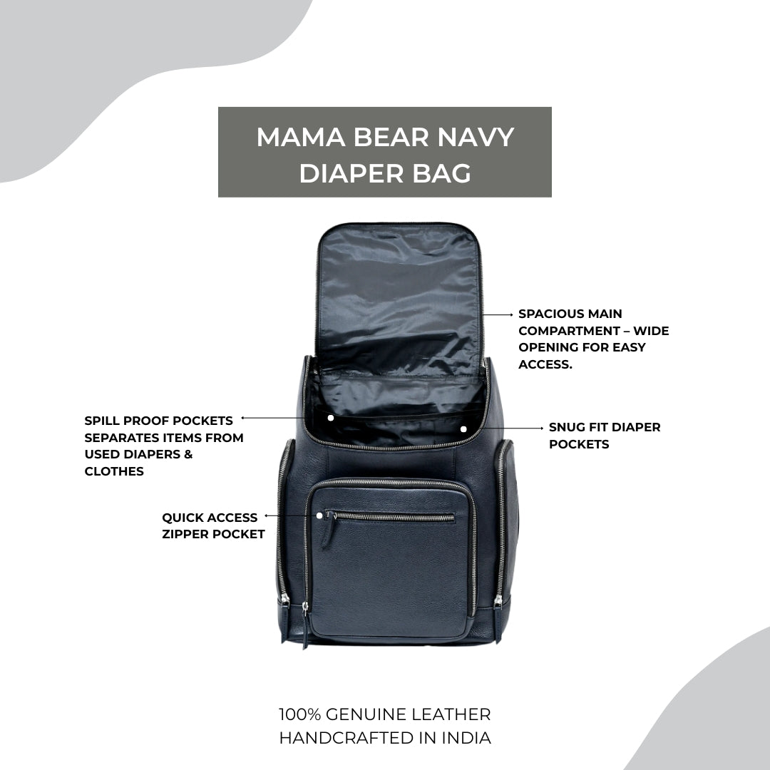 Mama Bear Navy Diaper Bag