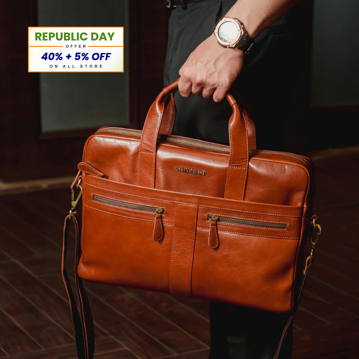 Elite Executive Tan Laptop Bag