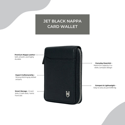 Jet Black Nappa Card Wallet